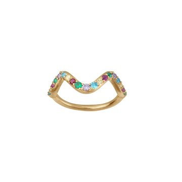 ByBiehl - Wave rainbow small ring 14kt forgyldt