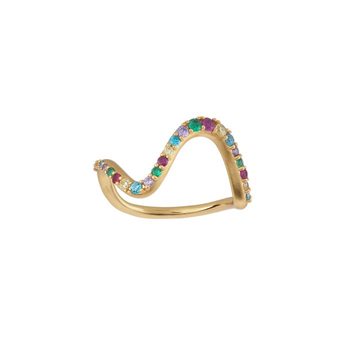 ByBiehl - Wave rainbow large ring 14kt forgyldt