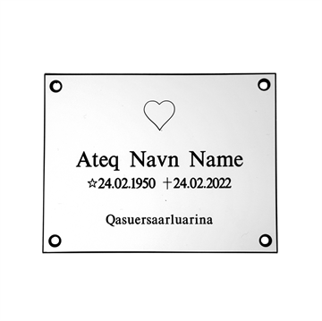 Gravskilt - Plast i Hvid 110x85mm