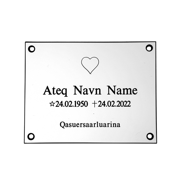 Gravskilt - Plast i Hvid 110x85mm