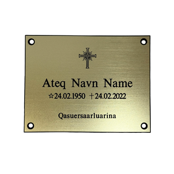 Gravskilt - Plast med Børstet Messing Look 110x85mm