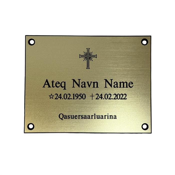 Gravskilt - Plast med Børstet Messing Look 110x85mm