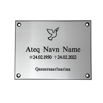 Gravskilt - Plast med børstet stål Look 110x85mm