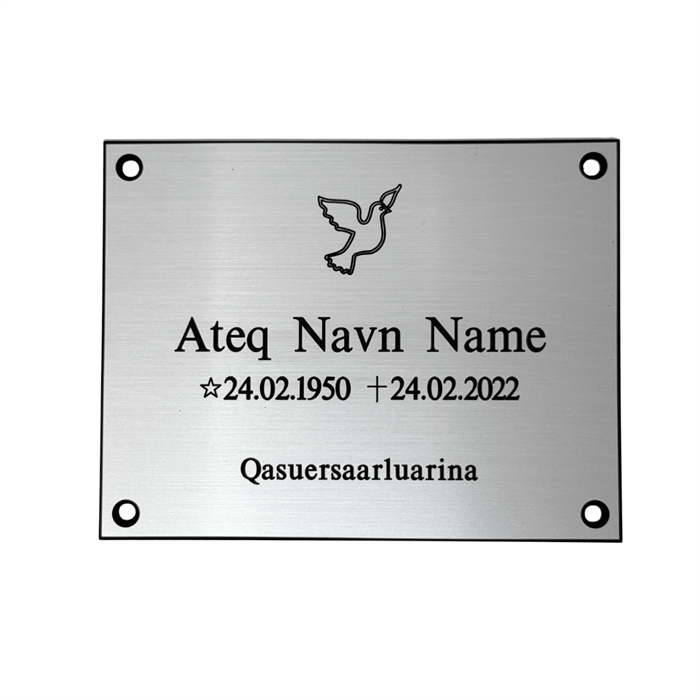 Gravskilt - Plast med børstet stål Look 110x85mm