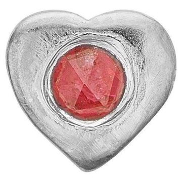 Christina - Lille sølv hjerte med rød rubin