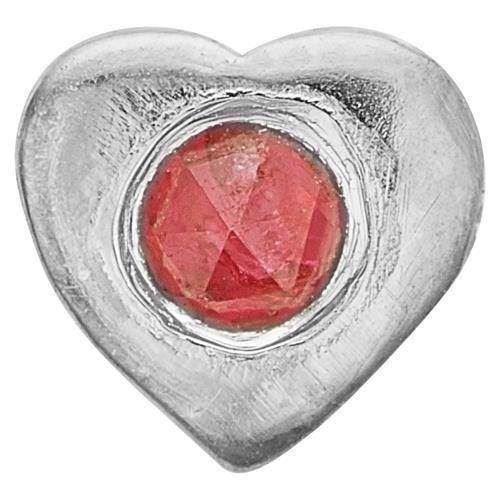 Christina - Lille sølv hjerte med rød rubin