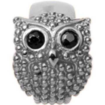 Christina - Owl, silver, 2 black sapphires