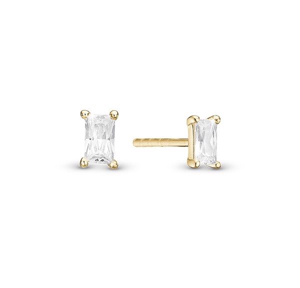 White baquette studs forgyldt - Christina 