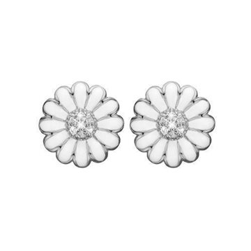 Christina - Hvid Marguerit Øreklips 18mm