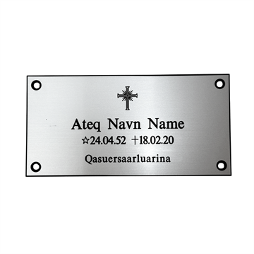 Gravskilt - Plast med børstet stål Look 120x60mm