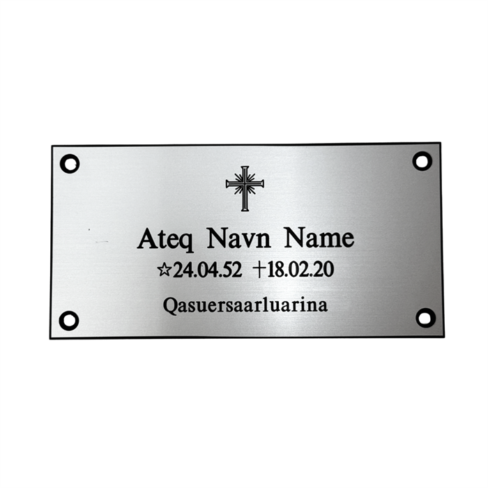 Gravskilt - Plast med børstet stål Look 120x60mm