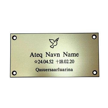 Gravskilt - Plast med Børstet Messing Look 120x60mm