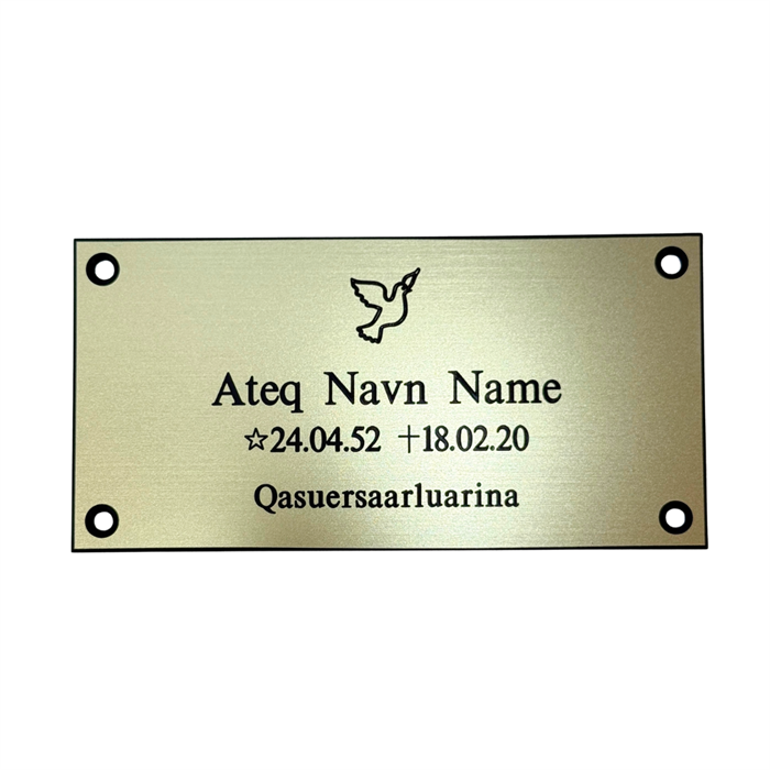 Gravskilt - Plast med Børstet Messing Look 120x60mm