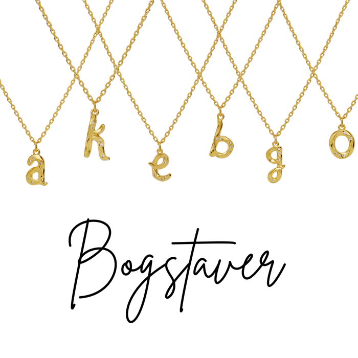 Maanesten - Alfabet Necklace - Forgyldt Sølv Forskellige Bogstaver