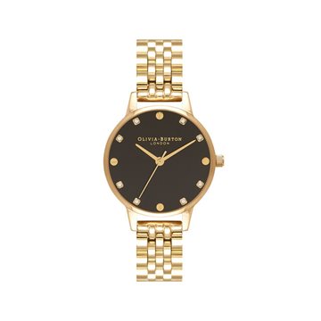 Olivia Burton - Midi Black Sunray Dial Gold Bracelet Watch