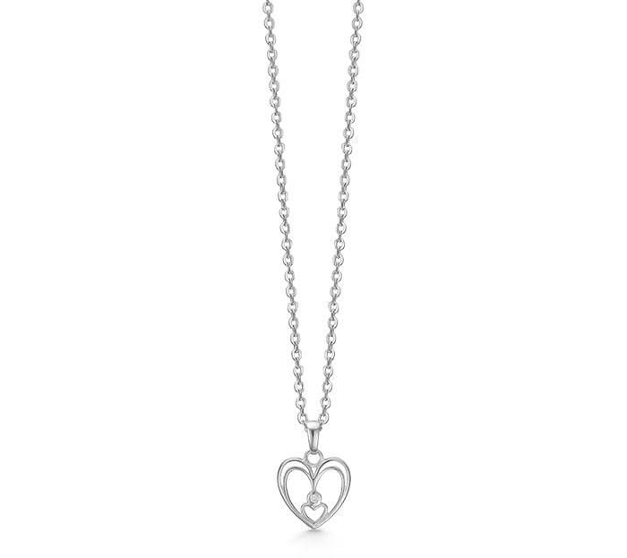Aagaard - 8kt hvidguld hjertevedhæng med 0,01ct diamant. 