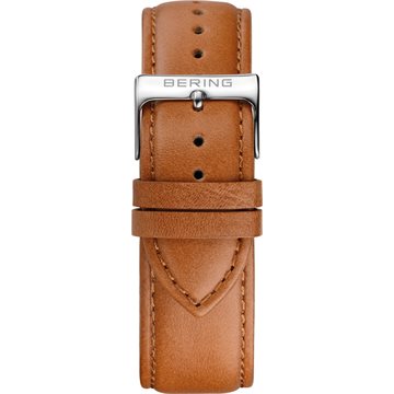 Bering - Leather Strap Light Brown Silver Colour