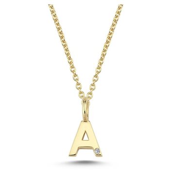 Nuran - Bogstav Vedhæng 14 kt Rødguld m/ diamant | A