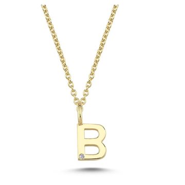 Nuran - Bogstav Vedhæng 14 kt Rødguld m/ diamant | B