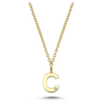 Nuran - Bogstav Vedhæng 14 kt Rødguld m/ diamant | C