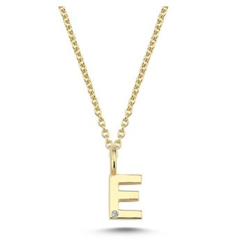 Nuran - Bogstav Vedhæng 14 kt Rødguld m/ diamant | E