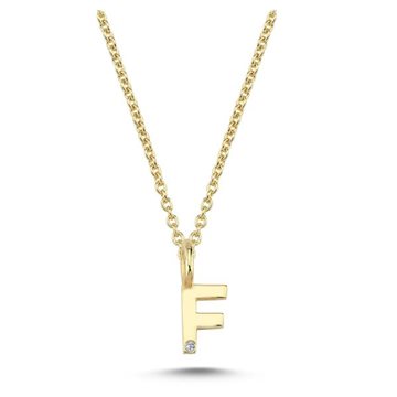 Nuran - Bogstav Vedhæng 14 kt Rødguld m/ diamant | F