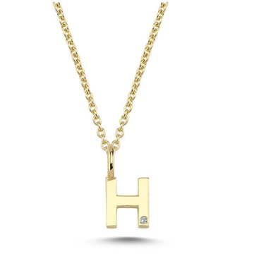 Nuran - Bogstav Vedhæng 14 kt Rødguld m/ diamant | H