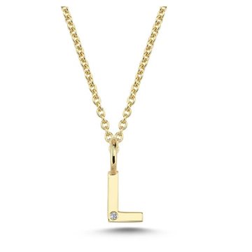 Nuran - Bogstav Vedhæng 14 kt Rødguld m/ diamant | L