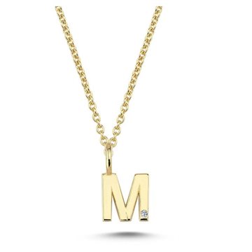 Nuran - Bogstav Vedhæng 14 kt Rødguld m/ diamant | M