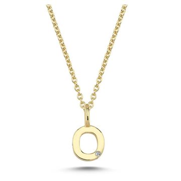 Nuran - Bogstav Vedhæng 14 kt Rødguld m/ diamant | O