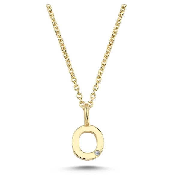 Nuran - Bogstav Vedhæng 14 kt Rødguld m/ diamant | O