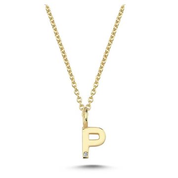 Nuran - Bogstav Vedhæng 14 kt Rødguld m/ diamant | P