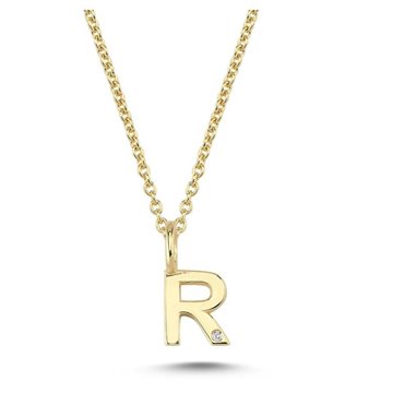 Nuran - Bogstav Vedhæng 14 kt Rødguld m/ diamant | R