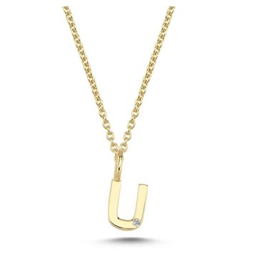 Nuran - Bogstav Vedhæng 14 kt Rødguld m/ diamant | U