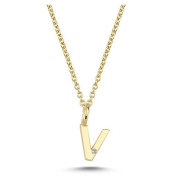 Nuran - Bogstav Vedhæng 14 kt Rødguld m/ diamant | V