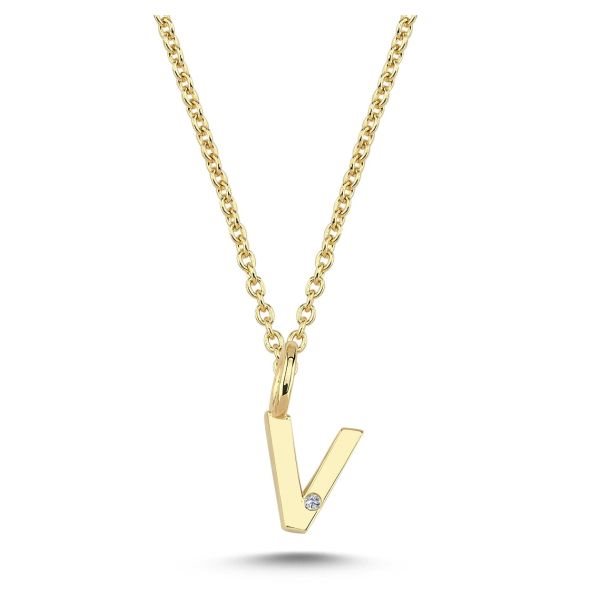 Nuran - Bogstav Vedhæng 14 kt Rødguld m/ diamant | V