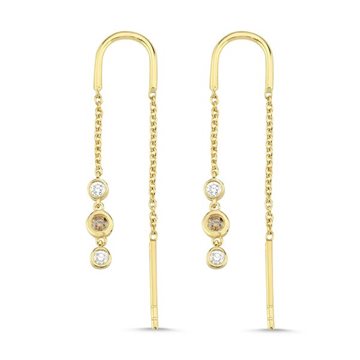 Nuran - Champagne Øreringe m. 0,14ct. W/Si - 14kt Rødguld