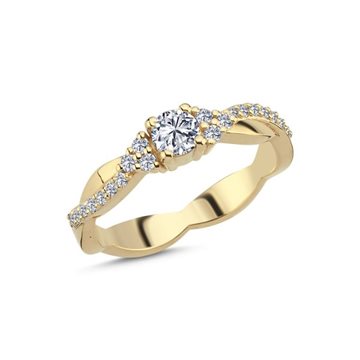 Champagne 14kt 0,25ct + 0,16ct w/si Ring