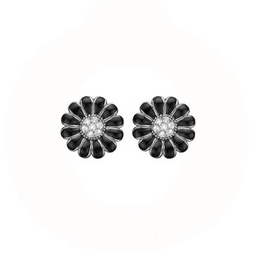 Christina Jewelry & Watches - Black Marguerite 8mm Ørestikker - sølv 671-S37BLACK