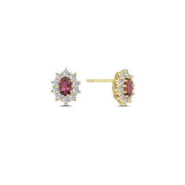 Nuran - Dawn Ørestikker m. pink turmalin + 20x0,03ct W/si - 14kt Rødguld