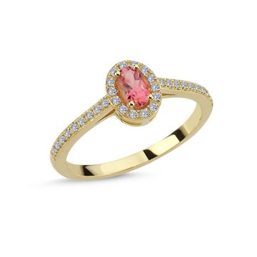 Nuran - Elvira Ring m. Pink turmalin + 0,16ct W/si - 14kt Rødguld