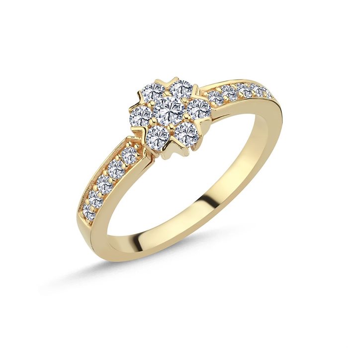 Nuran - Fleur Ring i 14kt guld med i alt 0,47ct 