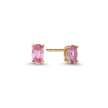Nuran - Gaia Ørestikker m. Pink safir - 14kt Rødguld