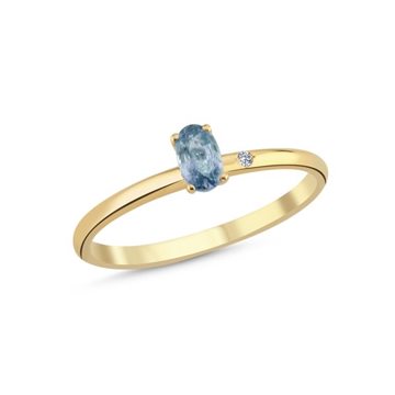 Nuran - Gaia Ring m. blå safir + 0,01ct w/si - 14kt Rødguld