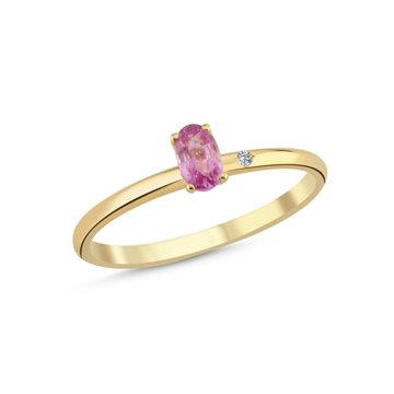 Nuran - Gaia Ring m. Pink Safir + 0,01ct. W/si - 14kt Rødguld