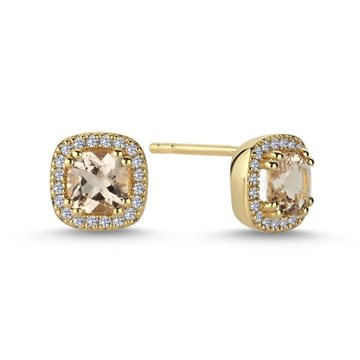 Nuran - Grace Øreringe m. morganit + 0,20ct w/si - 14kt Rødguld