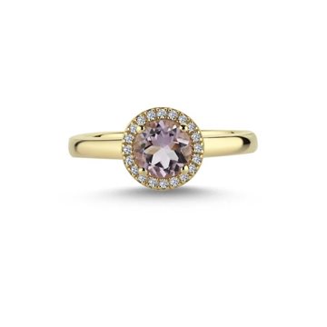 Nuran - Grace Ring m. Pink ametyst + 0,10ct. W/si - 14kt Rødguld
