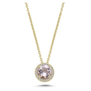 Nuran - Grace Vedhæng m. pink ametyst + 0,10ct. W/si - 14kt Rødguld