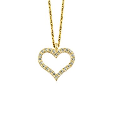 Nuran - Hjerte Halskæde m. 0,08ct. W/si - 14kt Rødguld