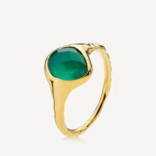 Izabel Camille - Anthena green onyx ring forgyldt Sølv (stor)